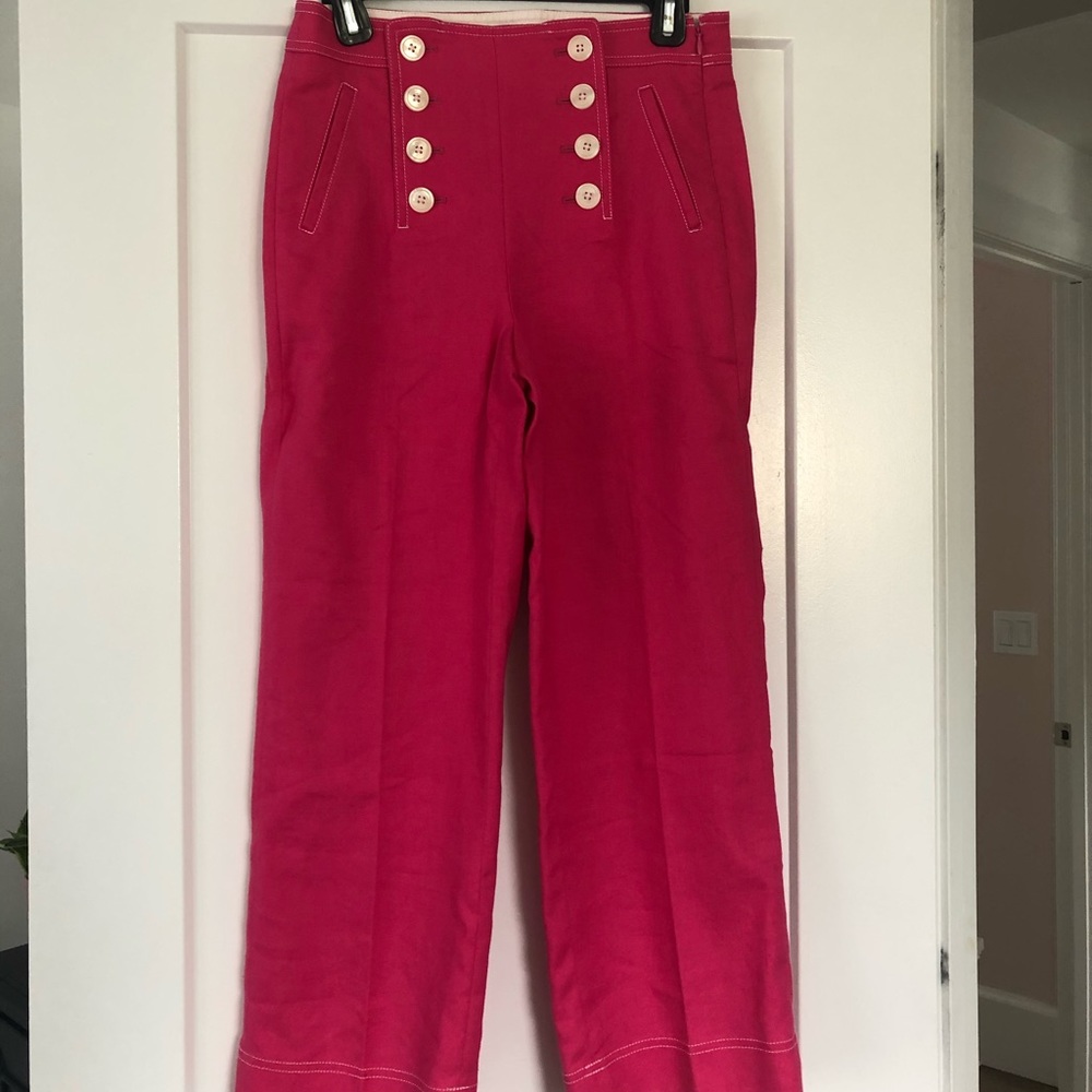 Jcrew pink linen sailor pants